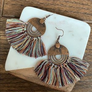 Multicolor Retro Fan Tassel Earrings